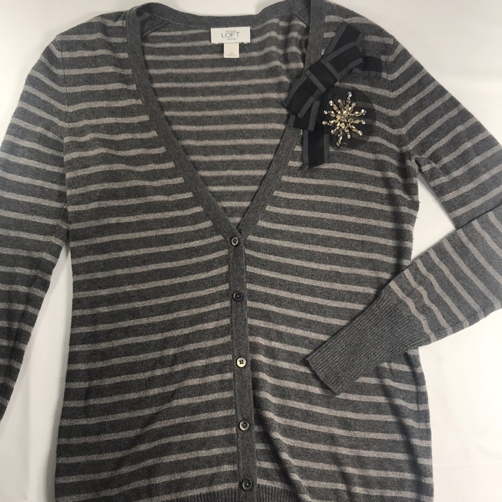 LOFT V-Neck Grey Cardigan